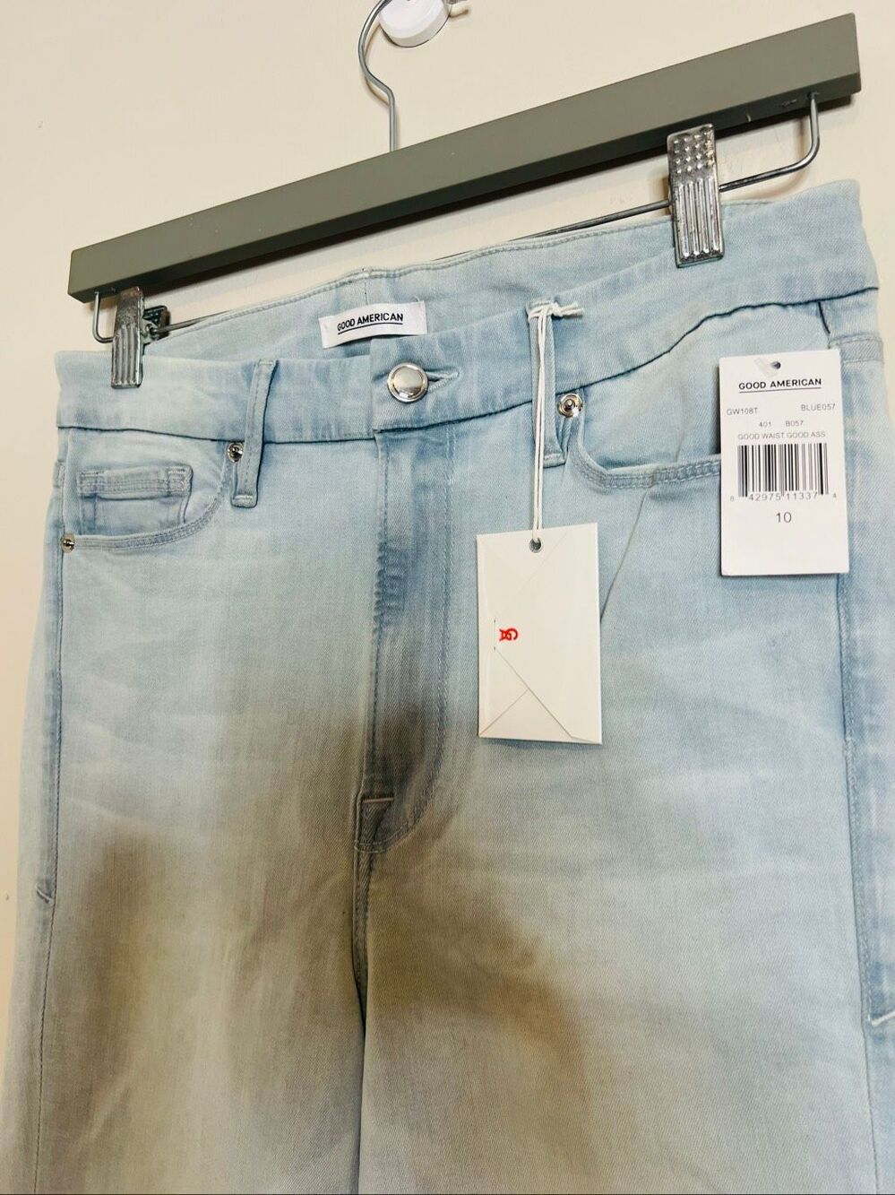 Good American Good Waist Light Blue Skinny Jeans  Rhinestone Jeans Sz 10/30 NWT
